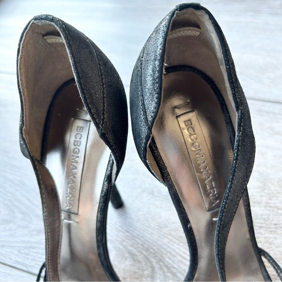 BCBGMAXAZRIA Metallic Black All Leather Heeled Sandals - Picture 9 of 14